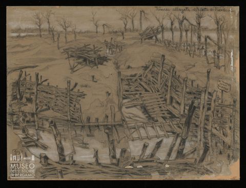 Paesaggio, trincea allagata, Saletto di Piave