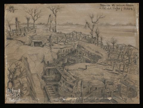 Paesaggio, trincee di prima linea a Cà del Bosco