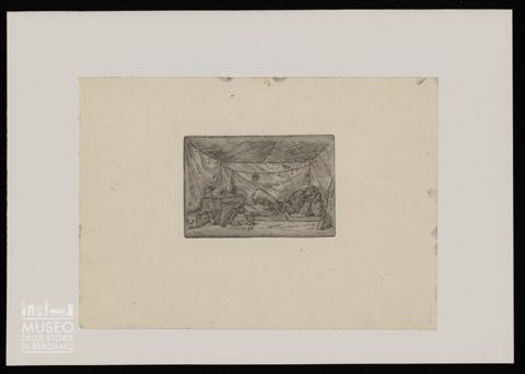 Soldato in riposo sotto la tenda