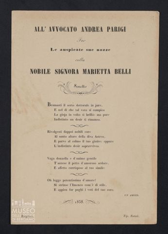 Componimenti per le nozze di Andrea Parigi e Maria Belli