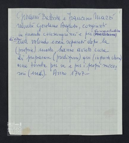 Lapide sepolcrale famiglia Mazzi