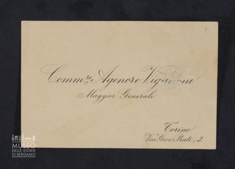 Biglietto da visita del comm. Agenore Viganoni, maggiore generale