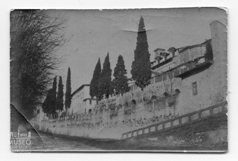 Scorcio con alberi e palazzi da uno spalto delle Mura Venete