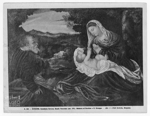 Sacra famiglia in un paesaggio di Francesco Vecellio