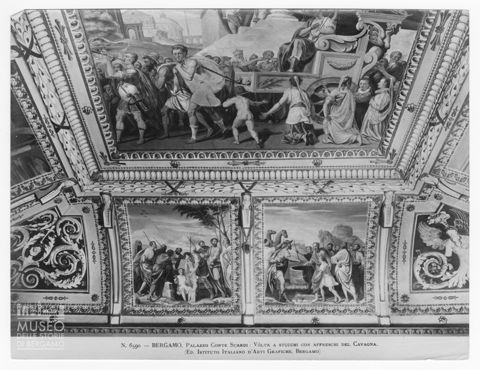 Soffitto di palazzo nobiliare con affreschi attribuiti a Gian Paolo Cavagna
