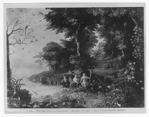 Dipinto raffigurante paesaggio con figure