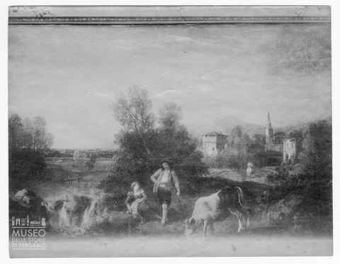 Paesaggio con fiume e pastori in riposo di Francesco Zuccarelli