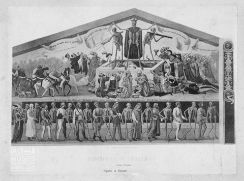Disegno della danza macabra di Clusone