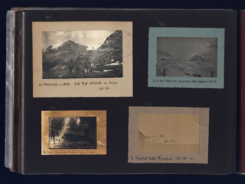 Veduta di montagne e ritratti di Alpini