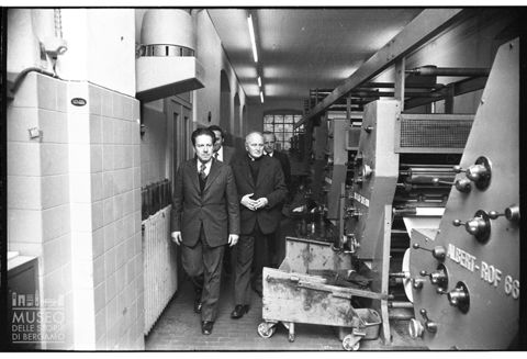 Visita dell'onorevole Flaminio Piccoli alla sede de L'Eco di Bergamo