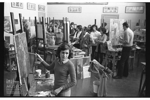 Lezione di pittura all'Accademia di belle arti G. Carrara