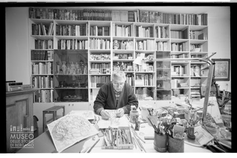 Ritratto di Floriano Bodini nel suo studio
