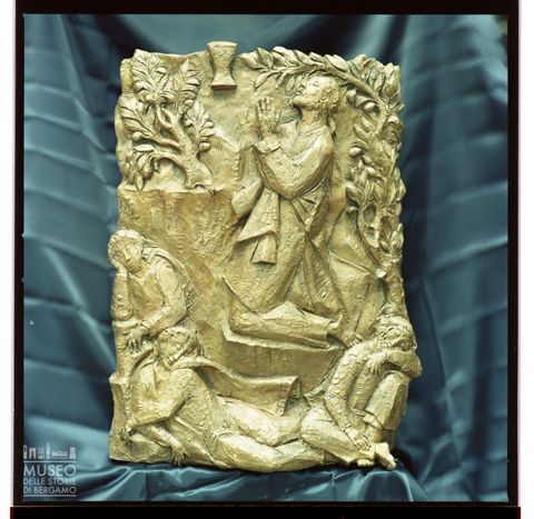 Stazione della Via Crucis di Elia Ajolfi raffigurante Gesù Cristo nell'orto di Gethsemani