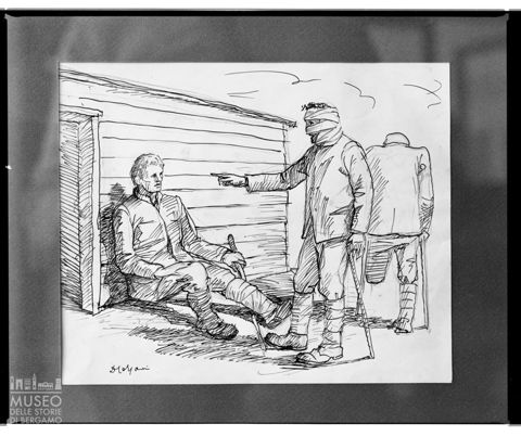 Disegno con feriti di guerra di Domenico Colpani