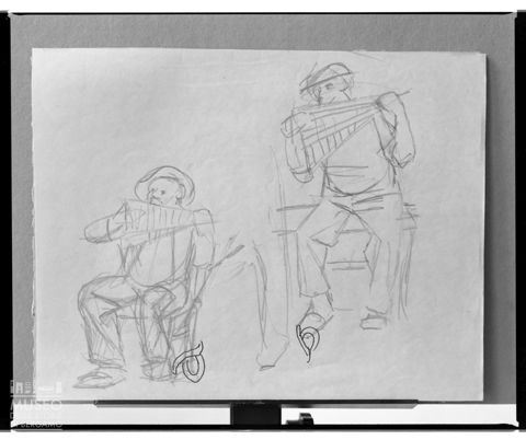 Disegno di Domenico Colpani con musici