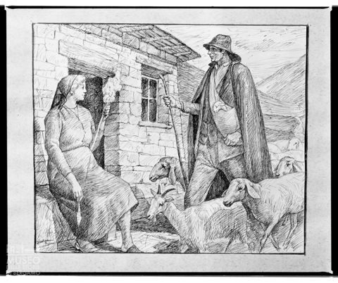 Disegno di Domenico Colpani con pastore