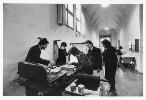 Lezione di litografia alla Scuola del Libro di Urbino