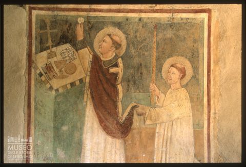 Affresco con la Messa di papa Gregorio nella chiesetta di Sant'Adriano a Olgelasca di Brenna
