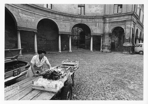 Il mercato della verdura in piazza Castello a Mantova