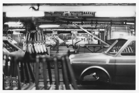 Nello stabilimento della Fiat nel quartiere Mirafiori a Torino
