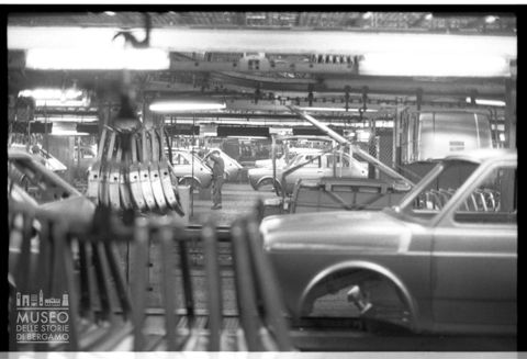 Nello stabilimento della Fiat nel quartiere Mirafiori a Torino