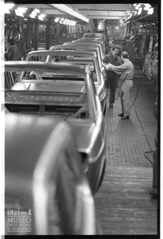 Nello stabilimento della Fiat nel quartiere Mirafiori a Torino