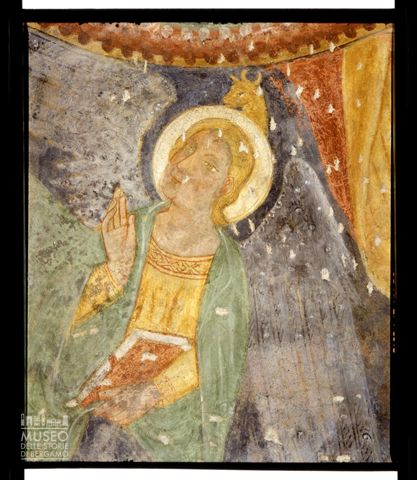 Particolare di un affresco nella chiesa di Clanezzo