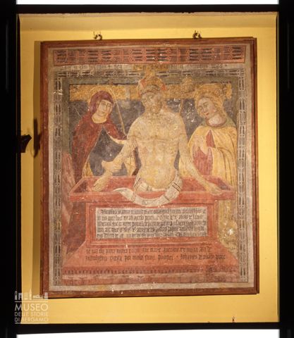 Affresco con Gesù tra la Madonna e San Giovanni