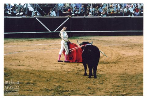 Toro e torero durante una corrida
