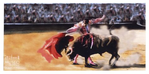 Toro e torero durante una corrida