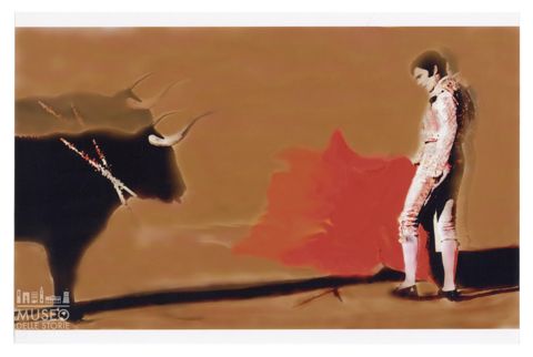 Toro e torero durante una corrida
