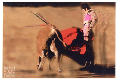 Toro e torero durante una corrida