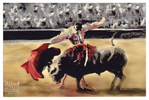 Toro e torero durante una corrida