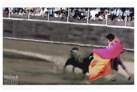 Toro e torero durante una corrida