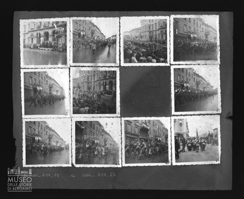 Sfilata di gruppi partigiani a Bergamo