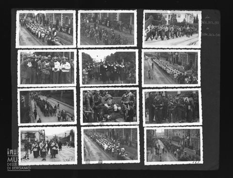 Sfilata di gruppi partigiani a Bergamo