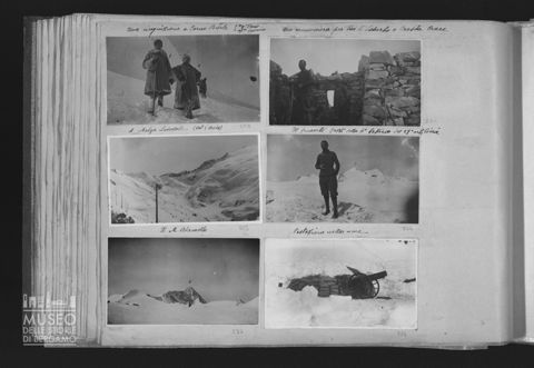 Militari, pezzi di artiglieria e vedute di montagna