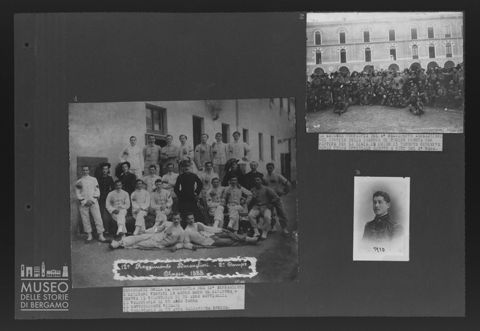 Ritratti di gruppo di bersaglieri e ritratto di Enrico Calcaterra
