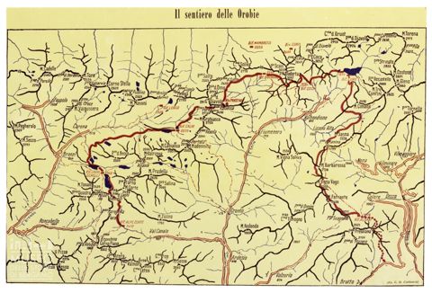 Riproduzione di una mappa del sentiero delle Orobie Orientali