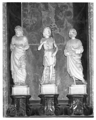 Statue dei santi Giovanni Battista, Bartolomeo e Marco nella Cappella Colleoni di Bergamo