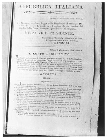 Riproduzione dI un decreto legislativo del 1802