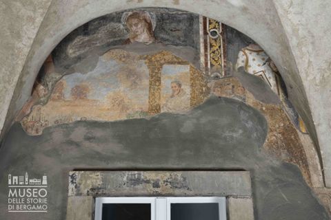 Testa aureolata di Madonna; San Francesco d'Assisi; busto di Sant'Orsola
