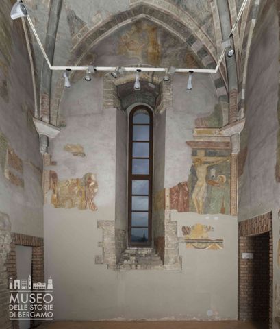 Madonna col Bambino in trono e un Santo; Cristo crocifisso