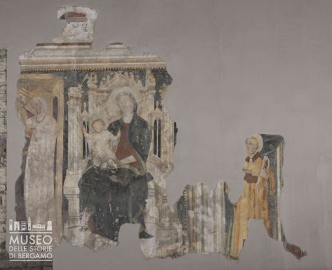 Madonna col Bambino in trono; scena frammentaria con due Sante e una donatrice (?); San Leonardo con le manette e il libro