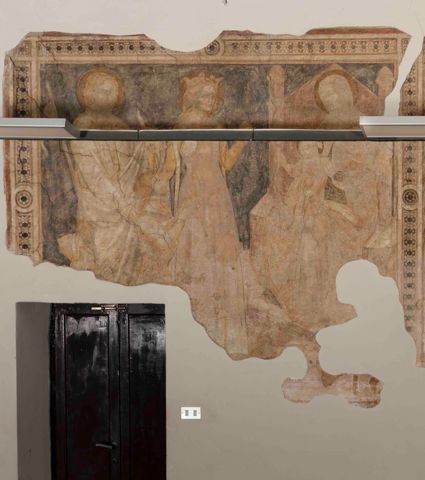 Madonna col Bambino in trono, San Bartolomeo, Santa Martire, devoto e scudiero