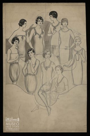 Gruppo di giovani donne in lingerie