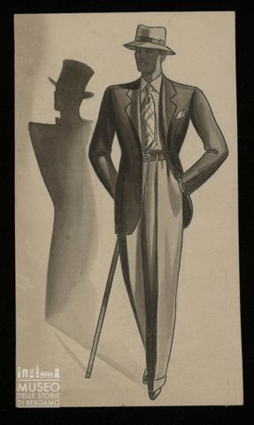 Uomo in giacca con cappello e bastone