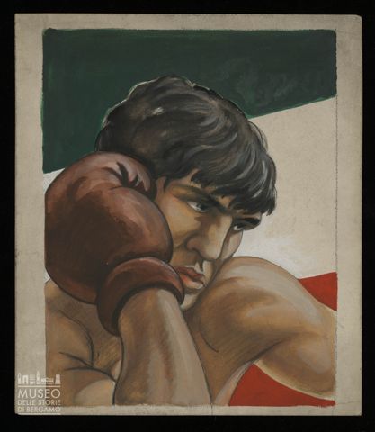 Pugile con bandiera italiana
