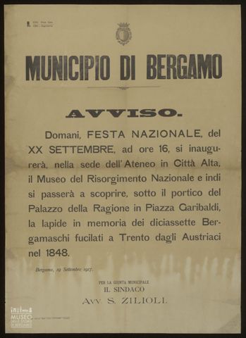 AVVISO. DOMANI FESTA NAZIONALE DEL XX SETTEMBRE