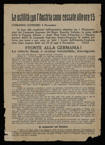 LE OSTILITÀ CON L'AUSTRIA SONO CESSATE ALLE ORE 15
